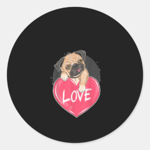 Niedlicher Mops Hunde Herz Mops Valentinisches Ges Runder Aufkleber