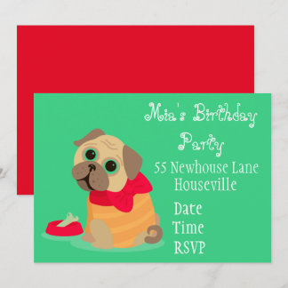 Niedlicher Mops Hundeliebhaber Party Einladung