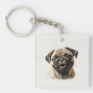 Niedlicher Mops kühlt Beste Hunde-Mama je Schlüsselanhänger