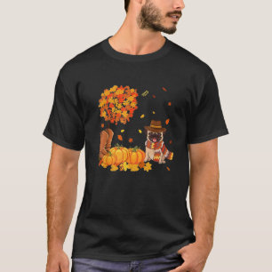 Niedlicher Mops Leaf Herbst Pumpkin Orangen Liebe T-Shirt