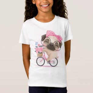 Niedlicher Mops mit dem Fahrrad T-Shirt