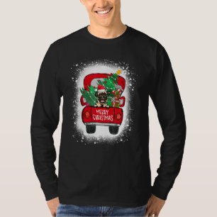 Niedlicher Mops Red Truck Frohe Weihnachten geblei T-Shirt