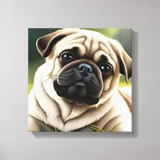 Niedlicher Mops Stretched Canvas Print Leinwanddruck