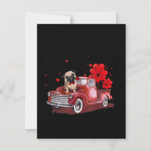 Niedlicher Mops Valentines Herzstück Liebe Dankeskarte