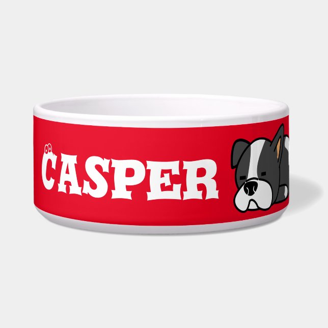 Niedlicher Mops Welpe Hund Keramik Haustier Schüss Napf (Vorderseite)