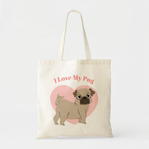 Niedlicher Mops Welpe "I Liebe My Mops" Tragetasche