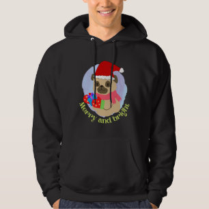Niedlicher Mops Welpe in Christmas Hat got Weihnac Hoodie