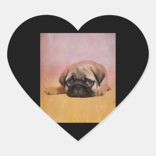 Niedlicher Mops Welpe   Mops Dog Lovers Gift Herz-Aufkleber
