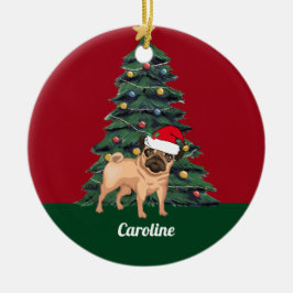 Niedlicher Mops zu Weihnachten in der Weihnachtsma Keramik Ornament