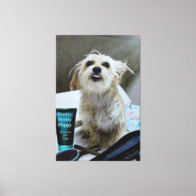 Niedlicher Morkie Welpe Hund Funny 40" x 60" Canva Leinwanddruck (Vorderseite)