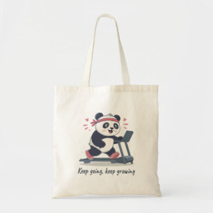 Niedlicher motivierender Panda auf dem Laufband Tragetasche