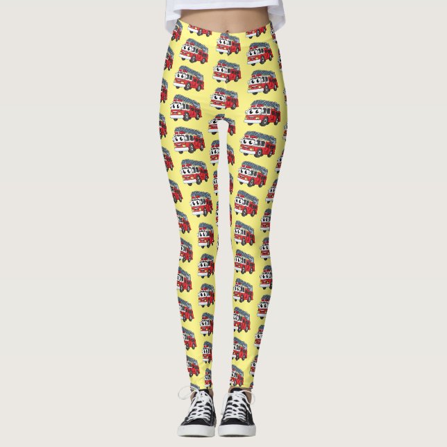 Niedlicher Motor Cartoon Leggings (Vorderseite)