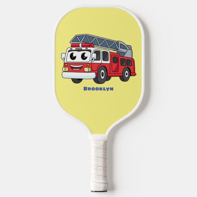 Niedlicher Motor Cartoon Pickleball Schläger (Vorderseite)