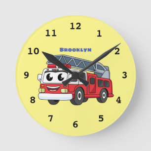 Niedlicher Motor Cartoon Runde Wanduhr
