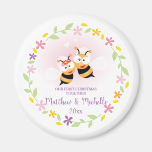 Niedlicher Mr. and Mrs. Honey Bee First Christmas  Magnet