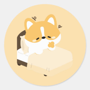 Niedlicher müder Corgi Runder Aufkleber