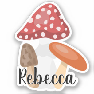 Niedlicher Mushroom Mit Monogramm Name Aufkleber