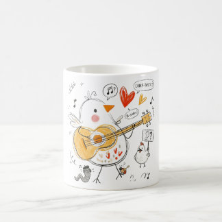 Niedlicher musikalischer Küken spielt akustische G Kaffeetasse