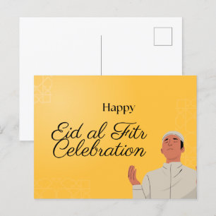 Niedlicher muslimischer Junge und Mädchen Eid Muba Postkarte