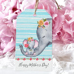 Niedlicher Muttertag der Elefanten Geschenkanhänger<br><div class="desc">Geschenktafeln am niedlichen Muttertag,  die mit einem Elefanten geschmückt sind,  der eine Rose auf dem Kofferraum von Mama hält.</div>