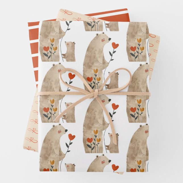 Niedlicher Muttertag des Polarbären Geschenkpapier Set (Beispiel)