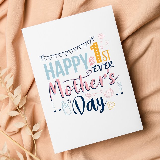 Niedlicher Muttertag Personalisiert Feiertagskarte (Happy 1st Mothers Day Boho Greetings Card)