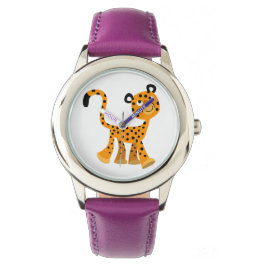 Niedlicher mutwilliger Cartoon Cheetah Watch Armbanduhr