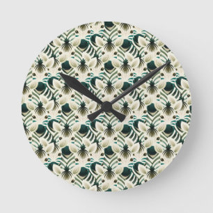 Niedlicher nahtloser Zebra. Runde Wanduhr