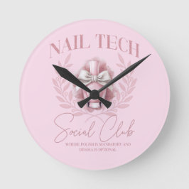 Niedlicher Nail Tech Coquette Nail Polnischer Sozi Runde Wanduhr