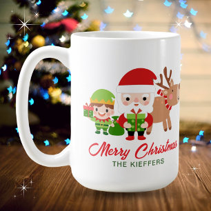 Niedlicher Name der Familie Santa Elf Rentier Weih Kaffeetasse