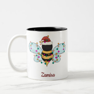 Niedlicher Name der Funny Bee Personalisiert Weihn Zweifarbige Tasse