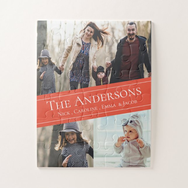 Niedlicher Name der Orange Multi-Fotocollage Puzzle (Vertikal)