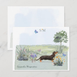 Niedlicher Name der Schwarzen Dackel  Mitteilungskarte