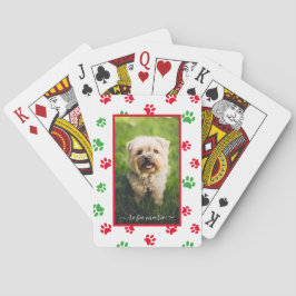 Niedlicher Name des Fotos Red Green Paw Prints Hol Spielkarten
