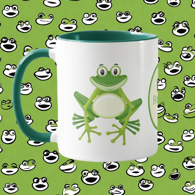 Niedlicher Name des Frosches in Monogramm Tasse (Von Creator hochgeladen)
