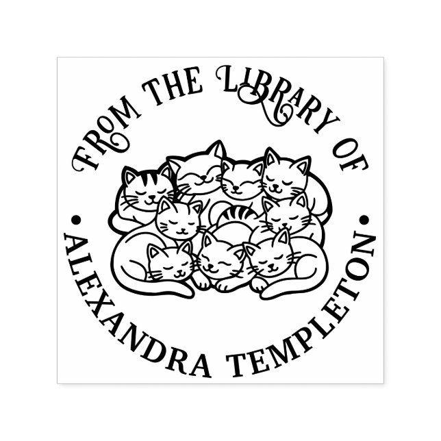 Niedlicher Name des Katzen-Bibliotheksnamens Permastempel (Design)