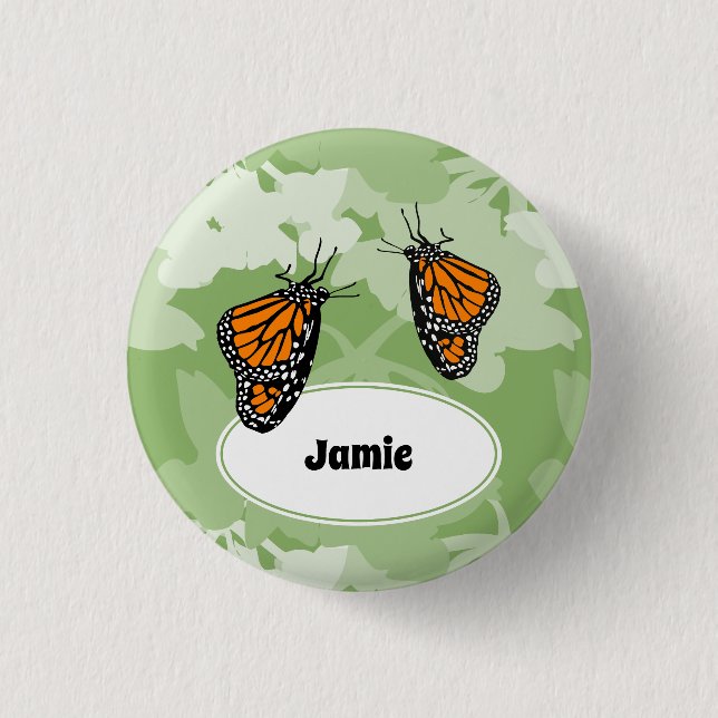 Niedlicher Name des Monarch Butterfly Button (Vorderseite)