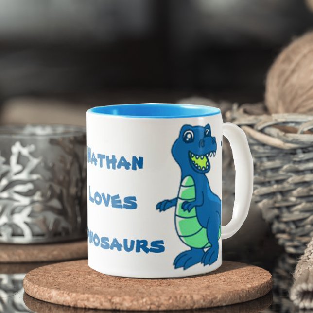 Niedlicher Name Dinosaurier Zweifarbige Tasse (Von Creator hochgeladen)