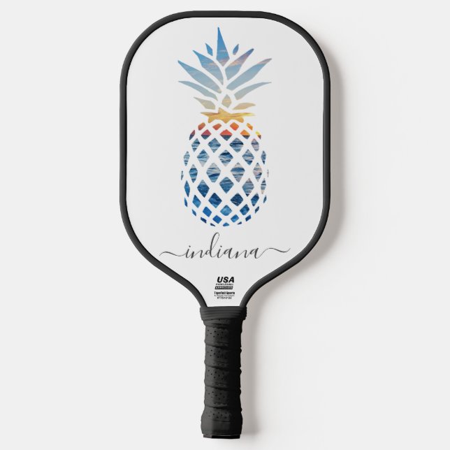 Niedlicher Name für Monogram Pineappal Coastal Bea Pickleball Schläger (Rückseite)