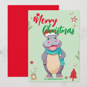 Niedlicher Name HIPPO santa Weihnachtsfeiertag Feiertagskarte