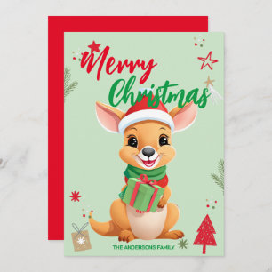 Niedlicher Name Kangaroo santa Weihnachtsfeiertag Feiertagskarte