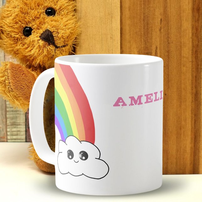 Niedlicher Name Kawaii Cloud Rainbow Kid Kaffeetasse (Von Creator hochgeladen)