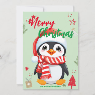 Niedlicher Name Penguin santa Weihnachtsfeiertag Feiertagskarte