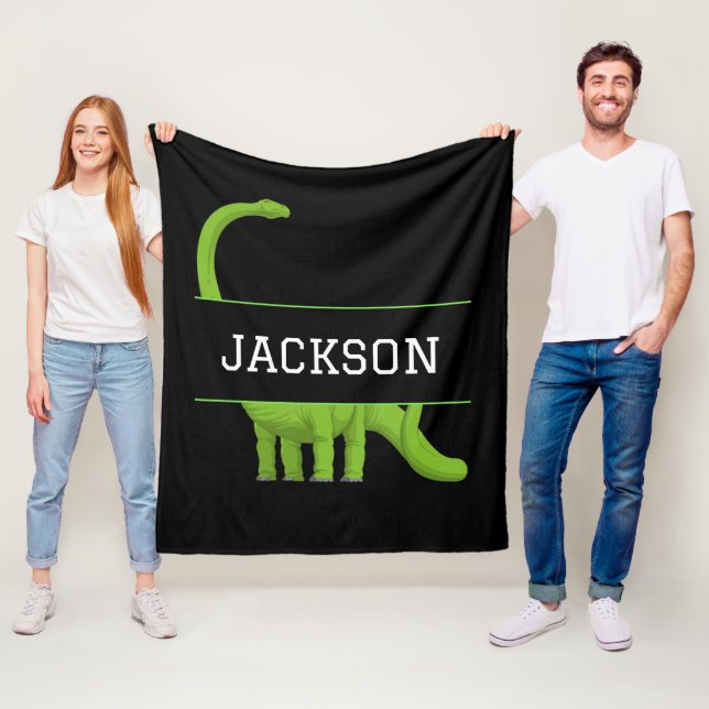 Niedlicher Name Personalisiert Dinosaurier Black Fleecedecke (Beispiel)
