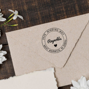 Niedlicher Name und Adresse des Herzens Gummistempel