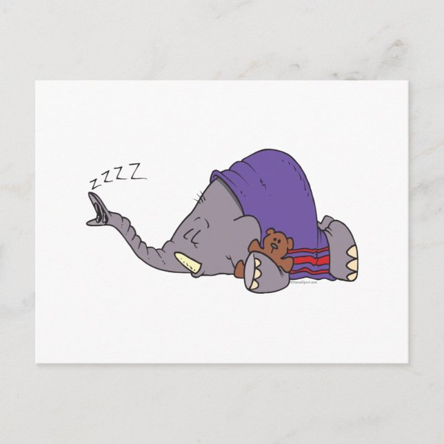 niedlicher Napping schlafender Elefant Cartoon Postkarte (Vorderseite)