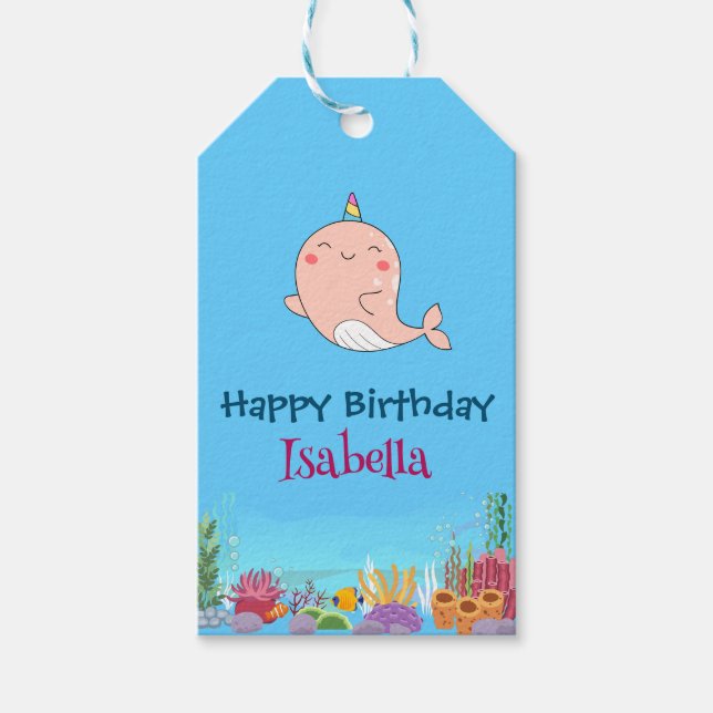 Niedlicher Narwhal Fisch Einhorn Whale See Geburts Geschenkanhänger (Vorderseite)