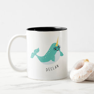 Niedlicher Narwhal mit Brille Zweifarbige Tasse