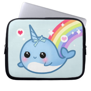 Niedlicher Narwhal und Regenbogen Laptopschutzhülle