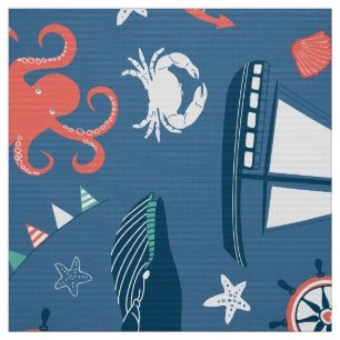 Niedlicher nauscher Muster Navy Blue Background Stoff